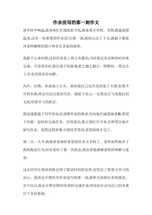 作业没写的那一刻作文