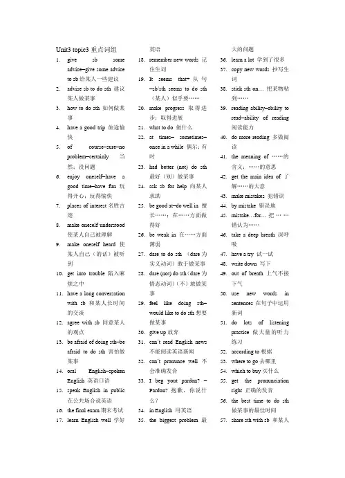 Unit3 topic3重点词组