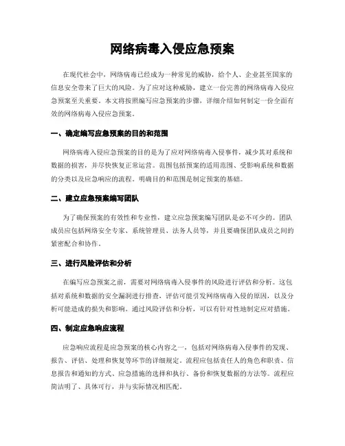 网络病毒入侵应急预案