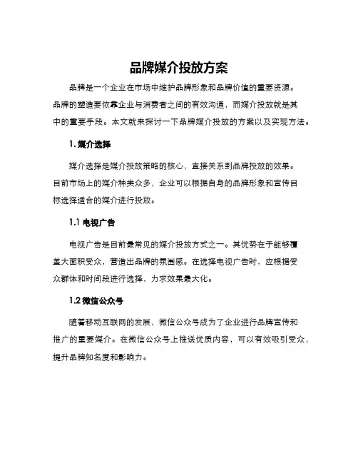 品牌媒介投放方案