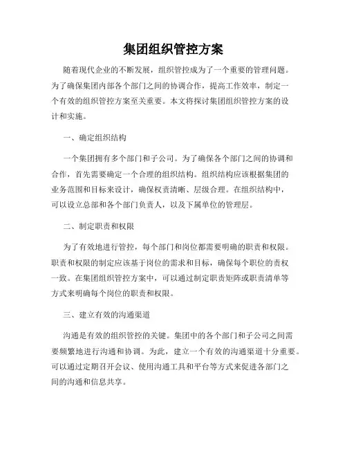 集团组织管控方案