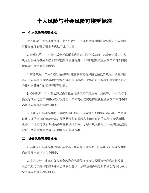 个人风险与社会风险可接受标准