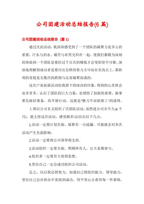 公司团建活动总结报告(6篇)