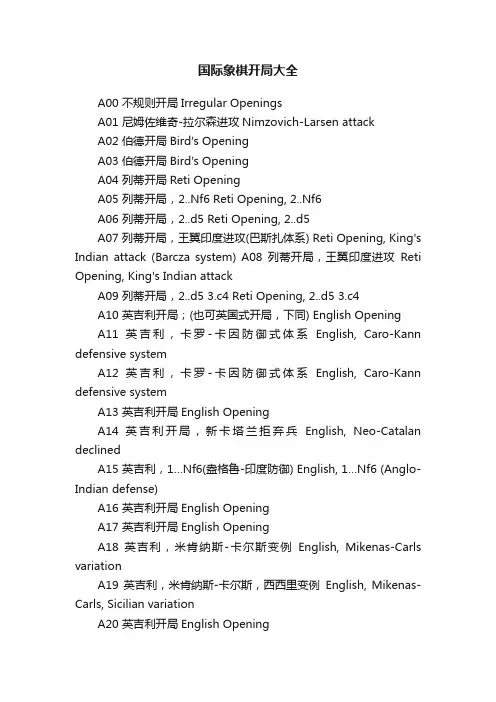 国际象棋开局大全