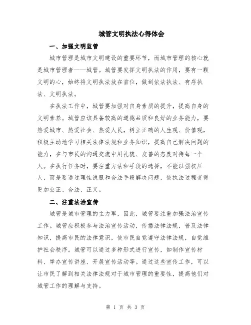 城管文明执法心得体会