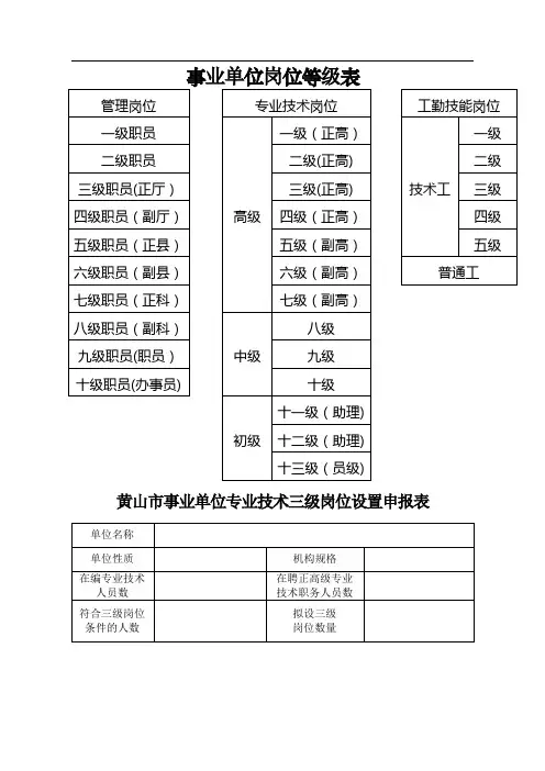 事业单位专业技术等级表73330