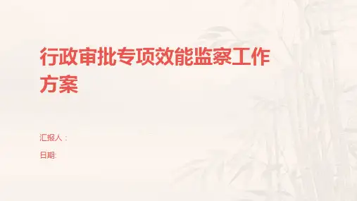 行政审批专项效能监察工作方案