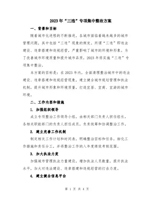 2023年“三违”专项集中整治方案