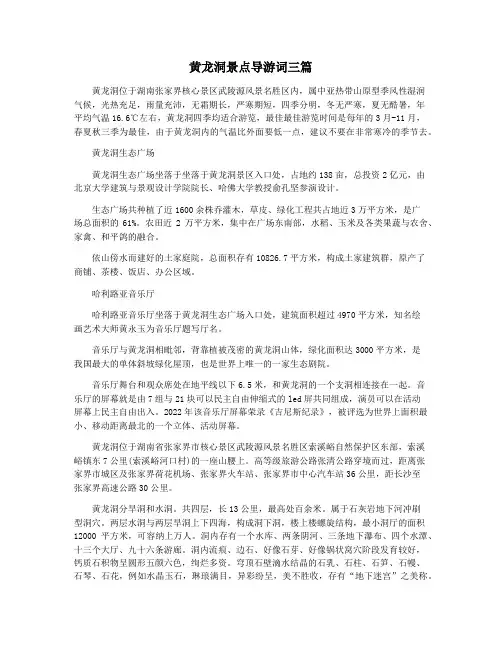 黄龙洞景点导游词三篇