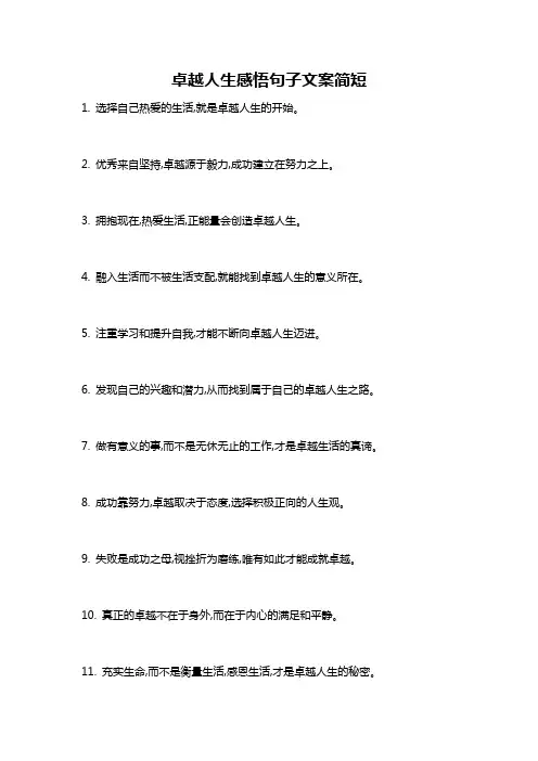 卓越人生感悟句子文案简短