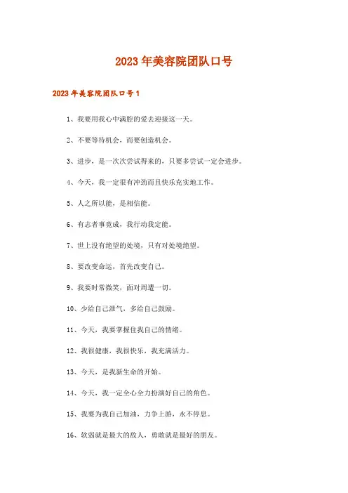 2023年美容院团队口号