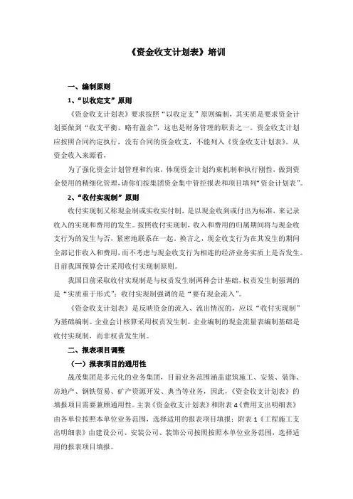 《资金收支计划表》培训