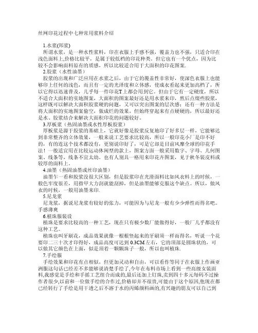 丝网印花过程中七种常用浆料介绍