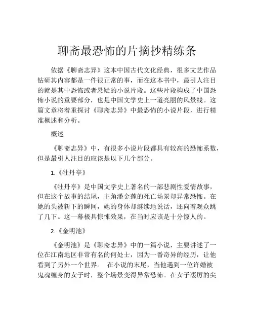 聊斋最恐怖的片摘抄精练条