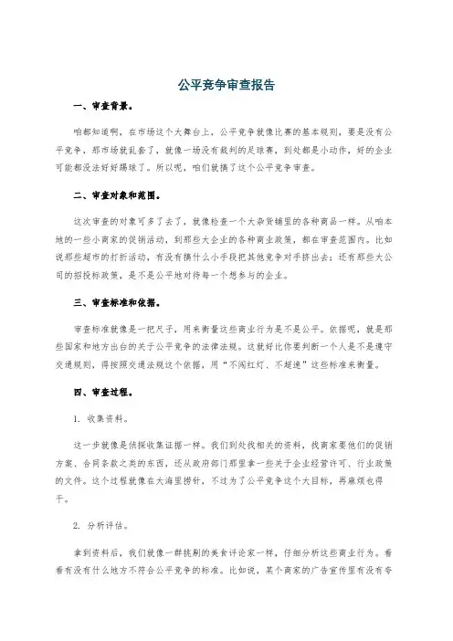 公平竞争审查报告