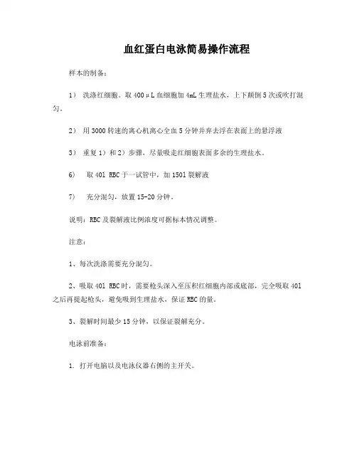 血红蛋白电泳简易操作流程