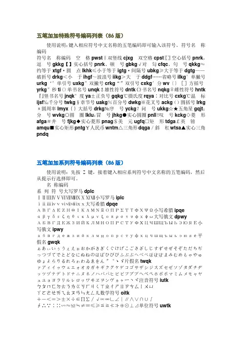 用五笔加加打更多奇怪的字符