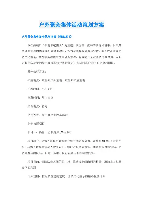 户外聚会集体活动策划方案