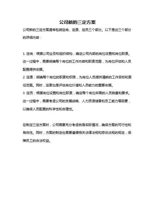 公司新的三定方案