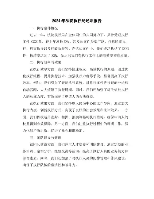 2024年法院执行局述职报告