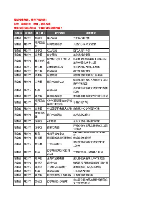 新版河南省开封市电脑企业公司商家户名录单联系方式地址大全430家