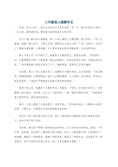 三年级盲人摸象作文