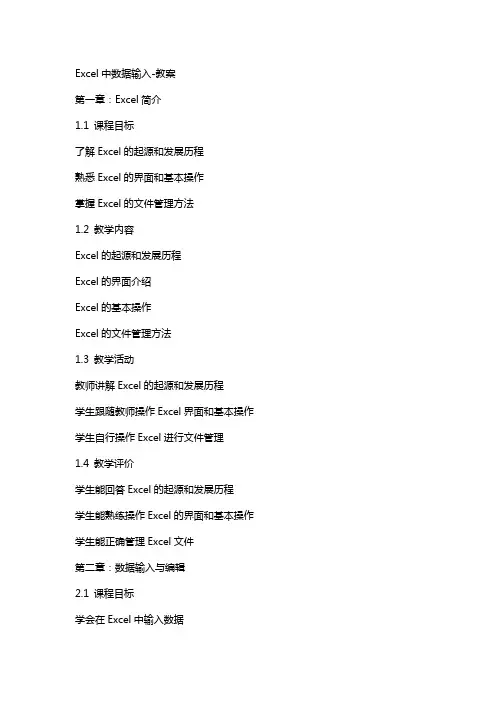 excel中数据输入教案