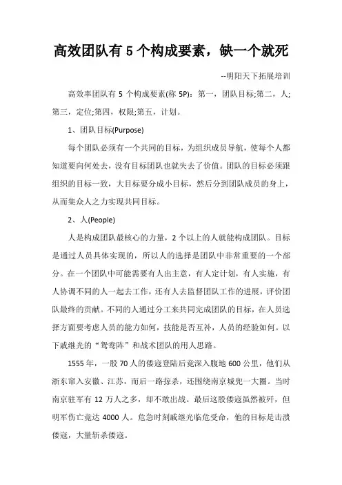 高效团队有5个构成要素,缺一个就死