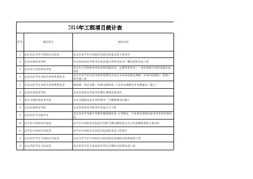 2016年工程项目统计表