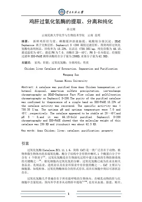 鸡肝过氧化氢酶的提取、分离和纯化