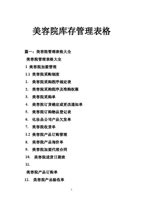 美容院库存管理表格