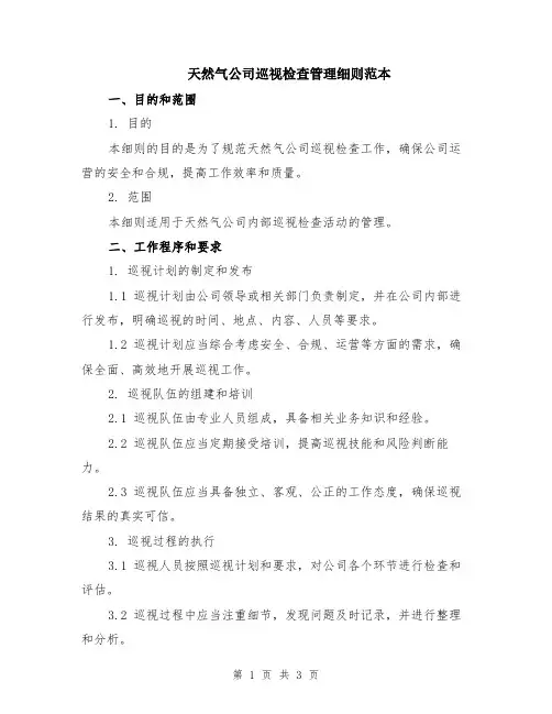 天然气公司巡视检查管理细则范本