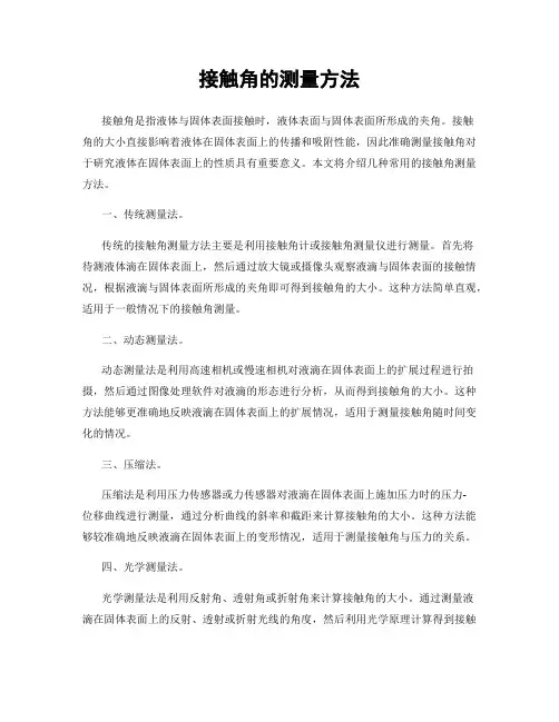 接触角的测量方法