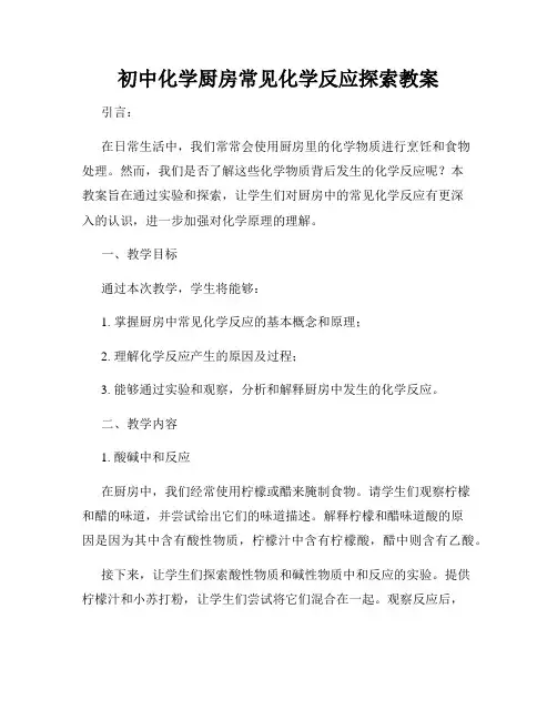 初中化学厨房常见化学反应探索教案