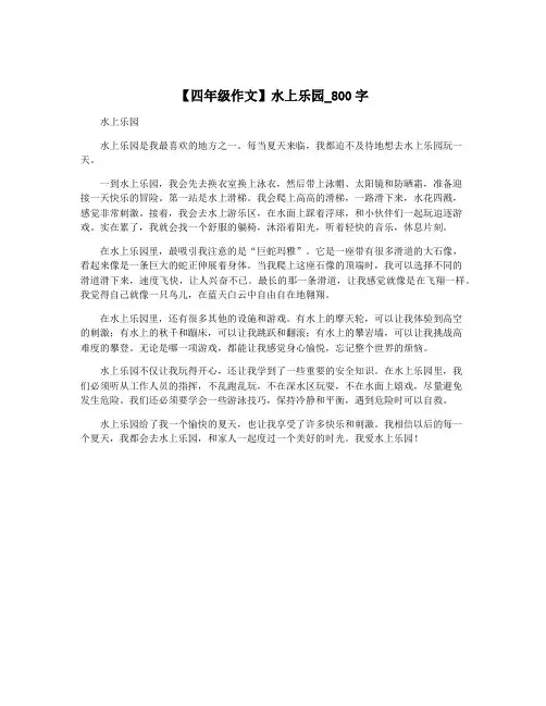 【四年级作文】水上乐园_800字