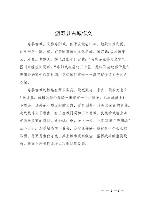 游寿县古城作文