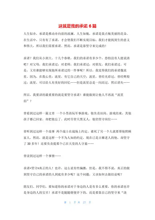 这就是我的承诺6篇
