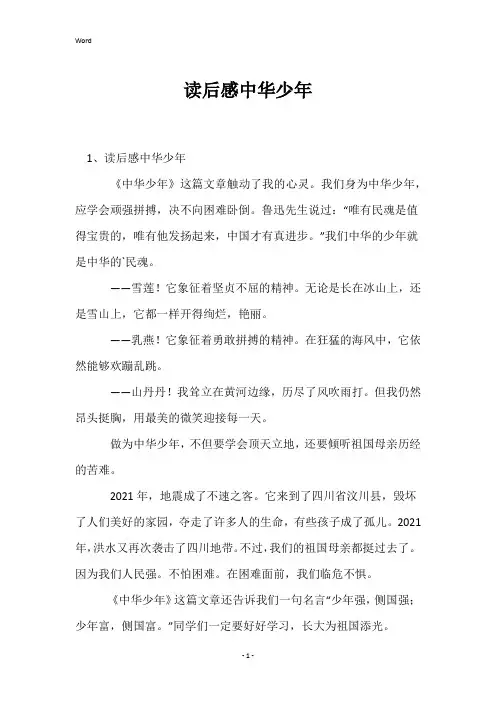 读后感中华少年