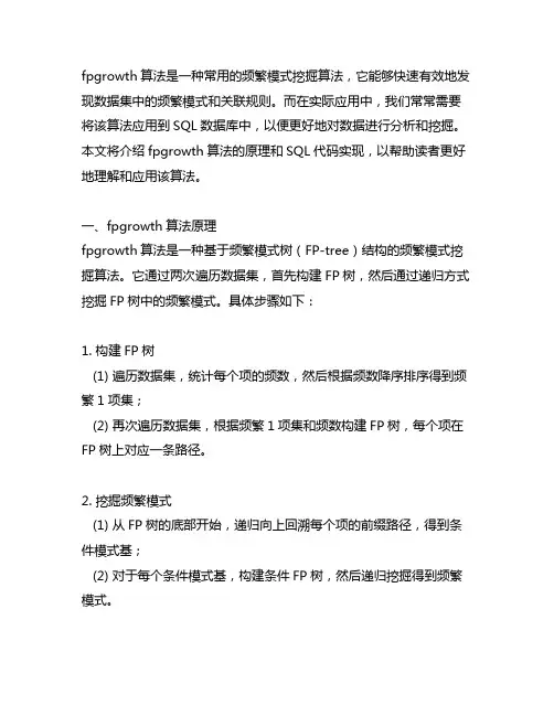 fpgrowth算法sql代码