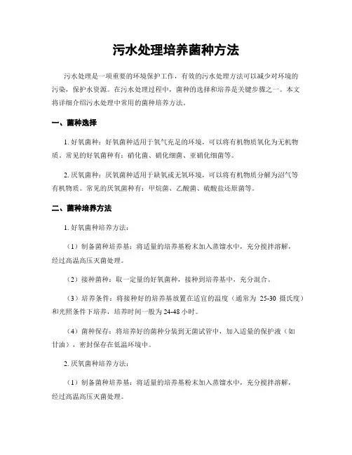 污水处理培养菌种方法