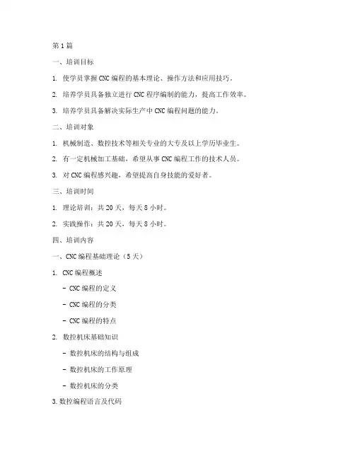 cnc编程培训计划表模板(3篇)
