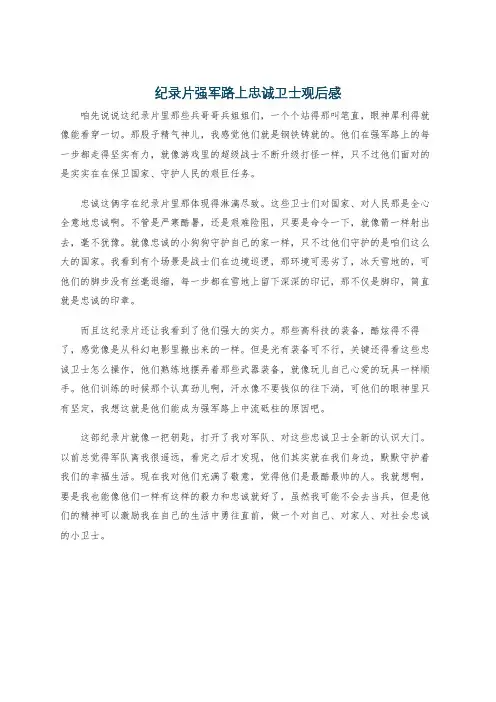 纪录片强军路上忠诚卫士观后感