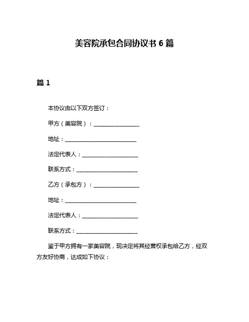 美容院承包合同协议书6篇