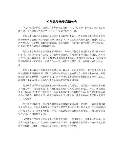 小学数学教学点滴体会