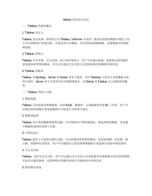 tableau的知识点总结