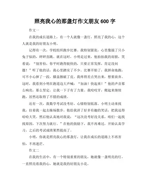照亮我心的那盏灯作文朋友600字
