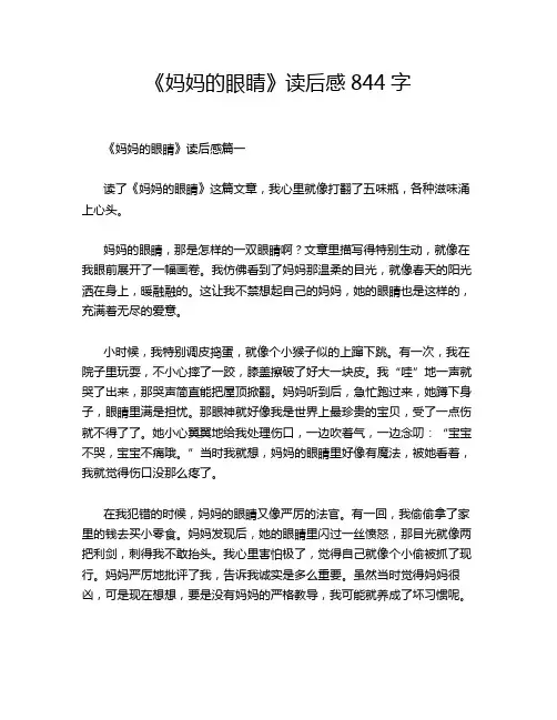 《妈妈的眼睛》读后感844字