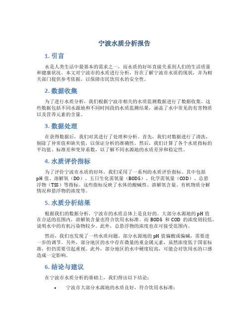 宁波水质分析报告