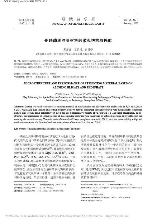 铝硅磷质胶凝材料的微观结构与性能_周新涛