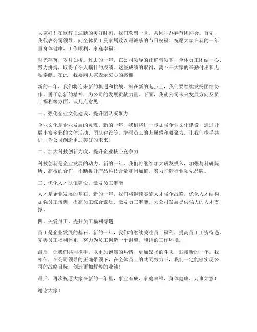 春节团拜会公司领导发言稿
